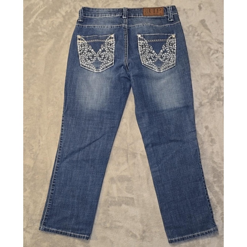 Cowgirl Up Jeans Womens 29 Thick Stitch Western Cowgirl Paisley Cropped Ankle